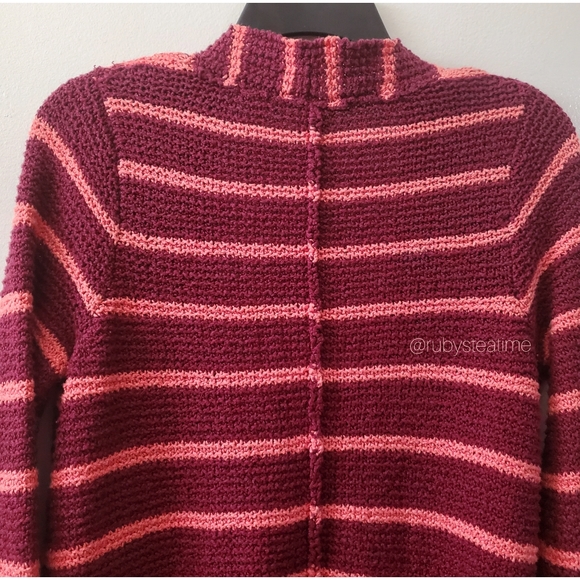 FREE PEOPLE BEACH - Long Cardigan, Stripe, Open Knit, Large Buttons - Picture 7 of 12